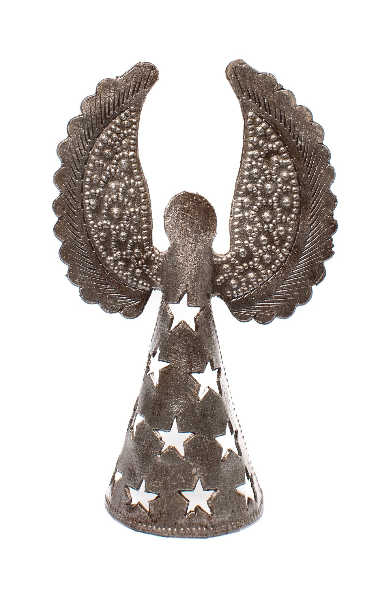 Ängel 13 cm metallgrå stjärnor