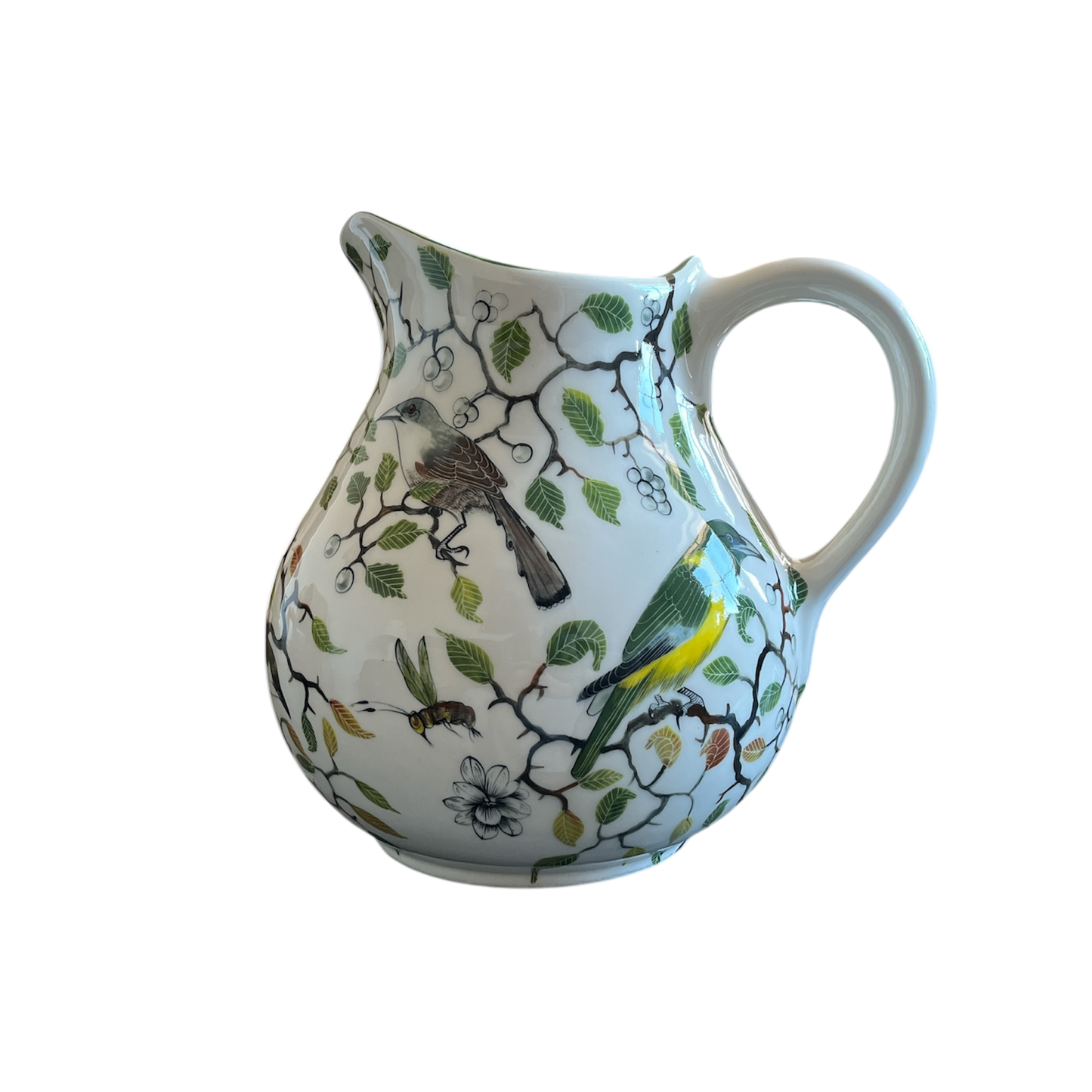 Tillbringare Fågelmotiv 22 cm - Handgjort Porslin Zimbabwe
