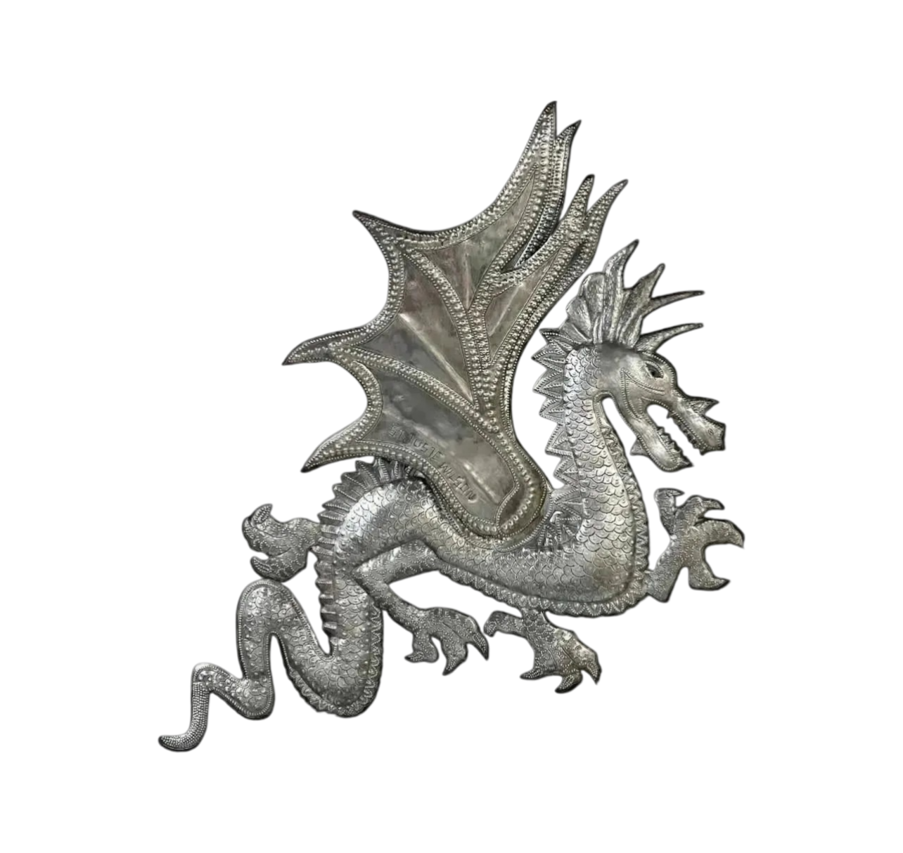 Väggdekoration Drake 38 cm Omålad - Återvunna Oljefat Haiti