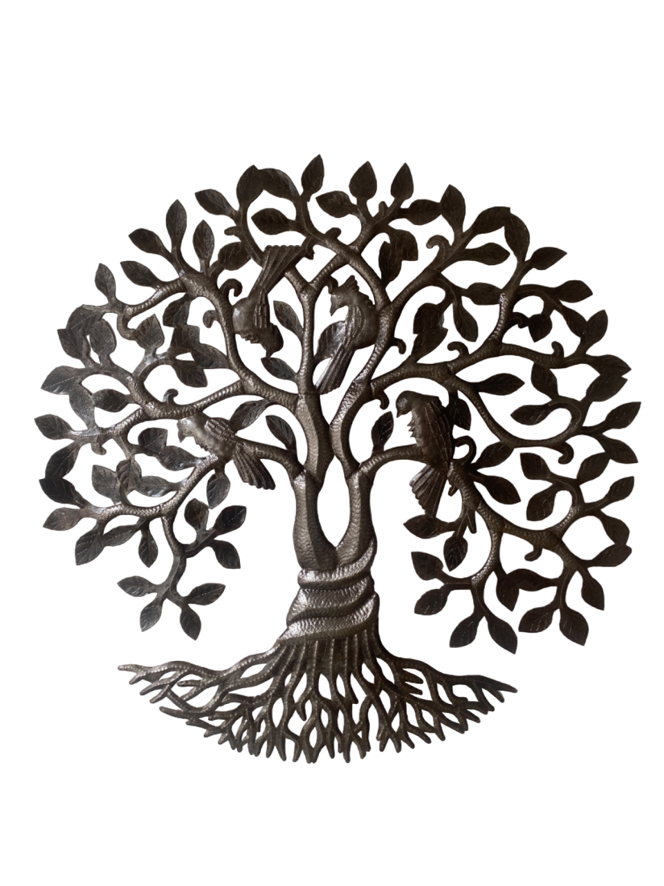 Väggdekoration 87 cm Livets Träd Omålad - Återvunnen Metallkonst från Haiti