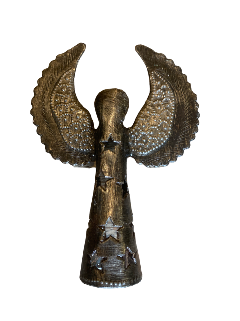 Ängel 13 cm metallgrå stjärnor