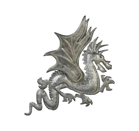 Väggdekoration Drake 38 cm Omålad - Återvunna Oljefat Haiti
