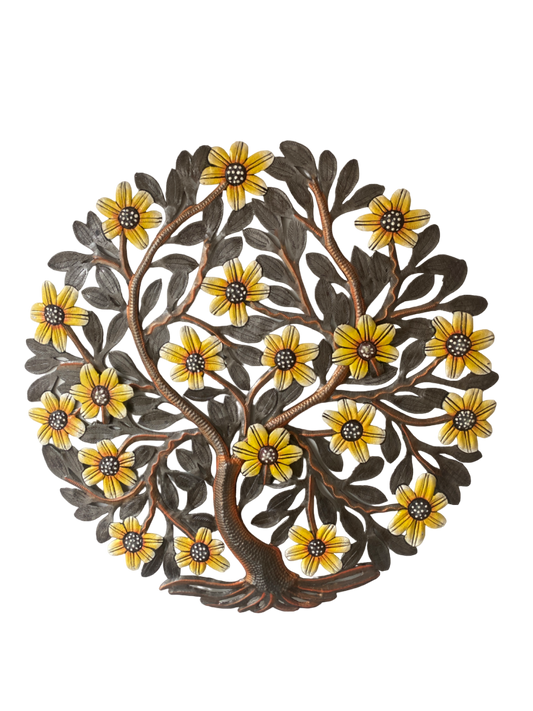 Väggdekoration 59 cm gula blommor 3D